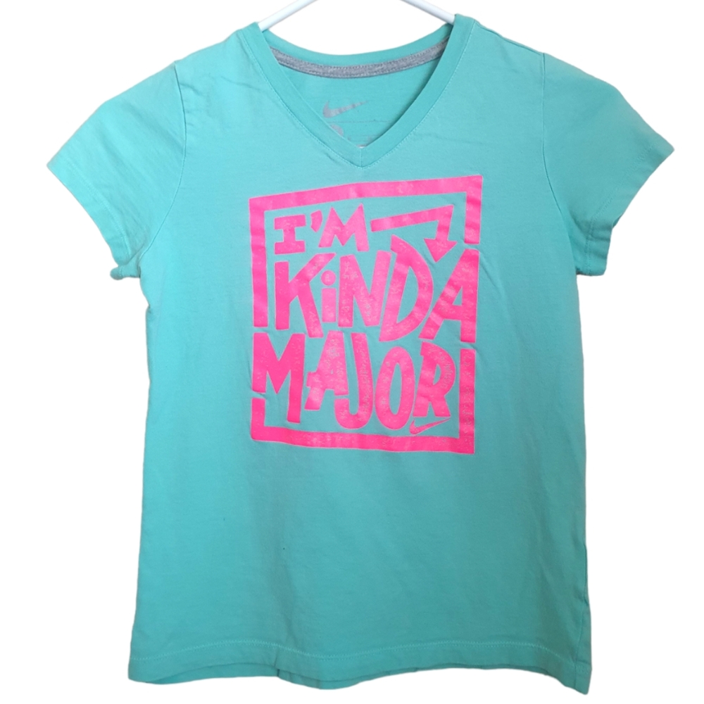 Nike Girl's I'm Kinda Major V-Neck Short Sleeve Shirt, Sz M 8